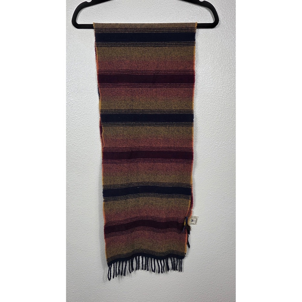 Pendleton Vintage 100% Virgin Wool Scarf Made USA Striped Fringe
